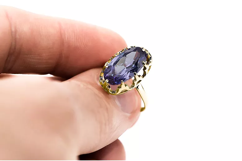 14k žluté zlato Alexandrit  Vintage vrc253y